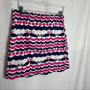 Lilly Pulitzer Whales Tail Lynnie Scalloped Skirt size 6 1232